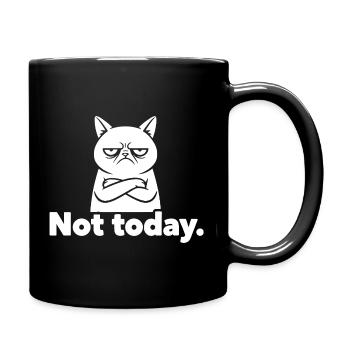 Grimmige Katze Not Today Meme - Tasse einfarbig - Schwarz - Rechts