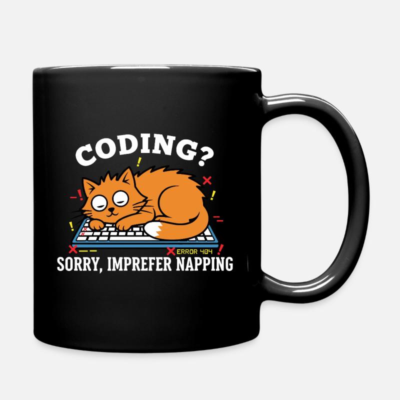 Coding? Sorry, ich schlafe lieber Lustige Katze - Tasse einfarbig - Schwarz