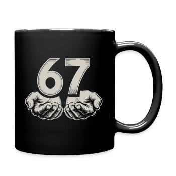 Funny 67 Meme Hands Gen Alpha Humor - Full Colour Mug - black - Right