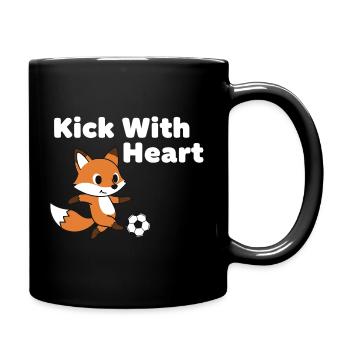 Fox kicks heart ball - Full Colour Mug - black - Right