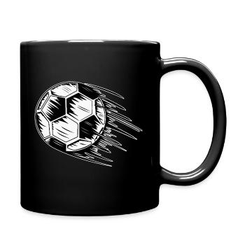 Fußball in Flug  - Tasse einfarbig - Schwarz - Rechts
