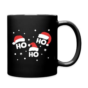 HO HO HO mit Weihnachtsmützen Weihnachtsmann - Tasse einfarbig - Schwarz - Rechts
