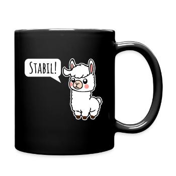 Bleibt Stabil! So wie das kleine Lama - Tasse einfarbig - Schwarz - Rechts