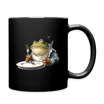 Grenouille à table avec des couverts - Mug uni - noir - Droite