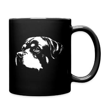 Hund Rott Silhouette Schwarz-Weiß - Tasse einfarbig - Schwarz - Rechts