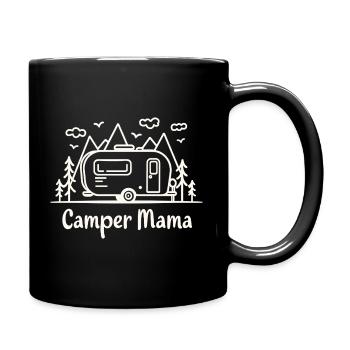 Camper Mama Abenteuer Berge Campingbus - Tasse einfarbig - Schwarz - Rechts