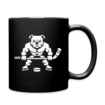 Minimalistische Bulldogge Silhouette Eishockey  - Full Colour Mug - black - Right