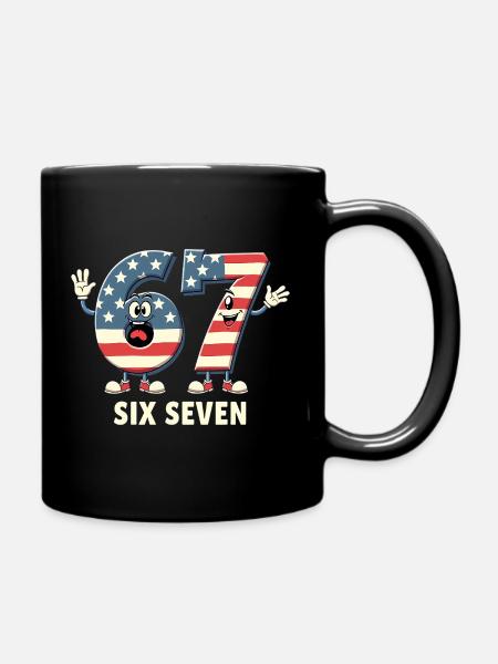 US Flag 67 Memes Six Seven - Tasse einfarbig - Schwarz
