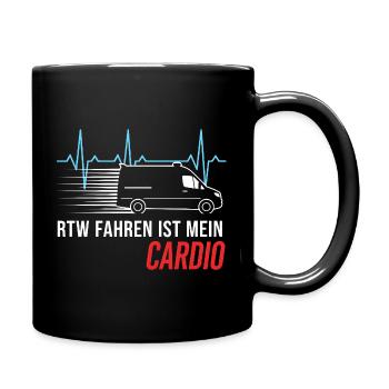 RTW Ambulanz Rettungswagen Rettungsdienst Sanität - Tasse einfarbig - Schwarz - Rechts