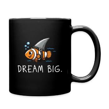 Dream Big – Clownfish as Shark Illustration - Full Colour Mug - black - Right