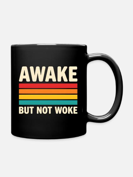 Design rétro de coucher de soleil Awake But Not Woke - Mug uni - noir