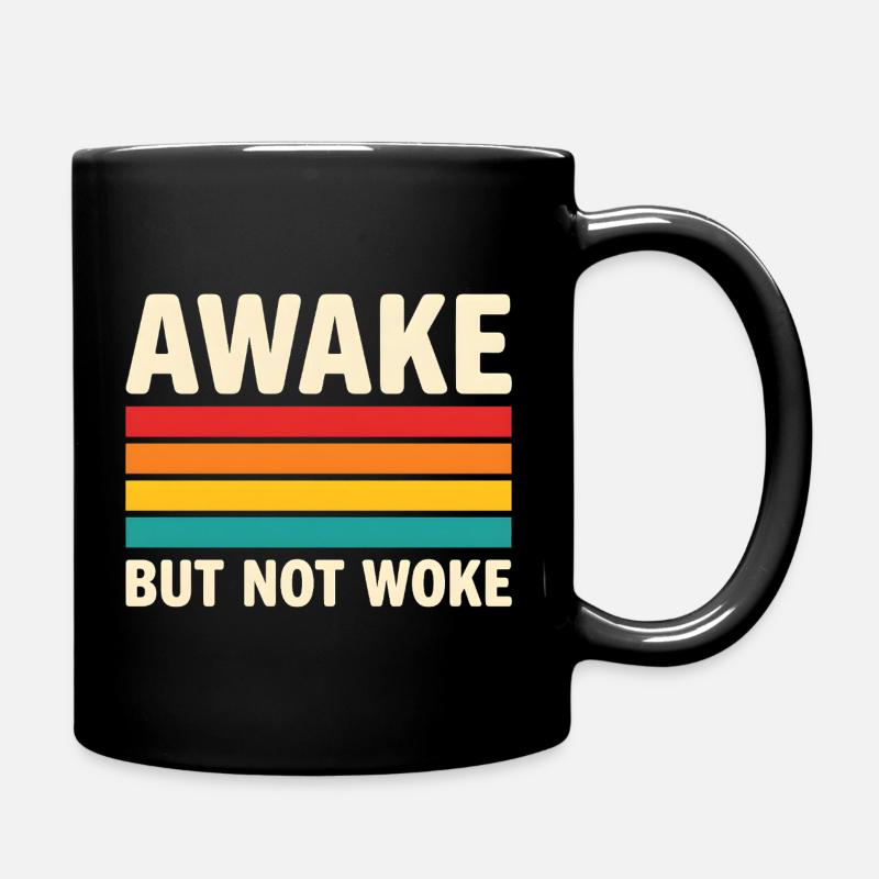 Design rétro de coucher de soleil Awake But Not Woke - Mug uni - noir