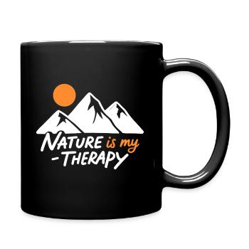Nature is my Therapy Mountains for Hikers - Full Colour Mug - black - Right