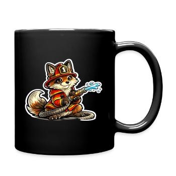 Fox firefighter hero in action - Full Colour Mug - black - Right