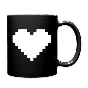 Pixel Herz 8-Bit Leben - Tasse einfarbig - Schwarz - Rechts