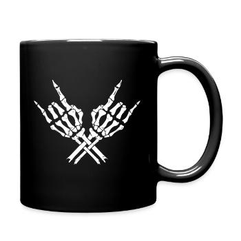 Skelett Hände Metal Handzeichen – Heavy Metal Rock - Tasse einfarbig - Schwarz - Rechts