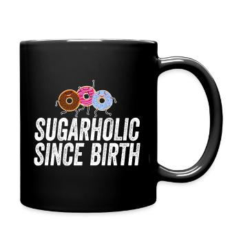 Sugarholic-Donuts seit Geburt - Tasse einfarbig - Schwarz - Rechts