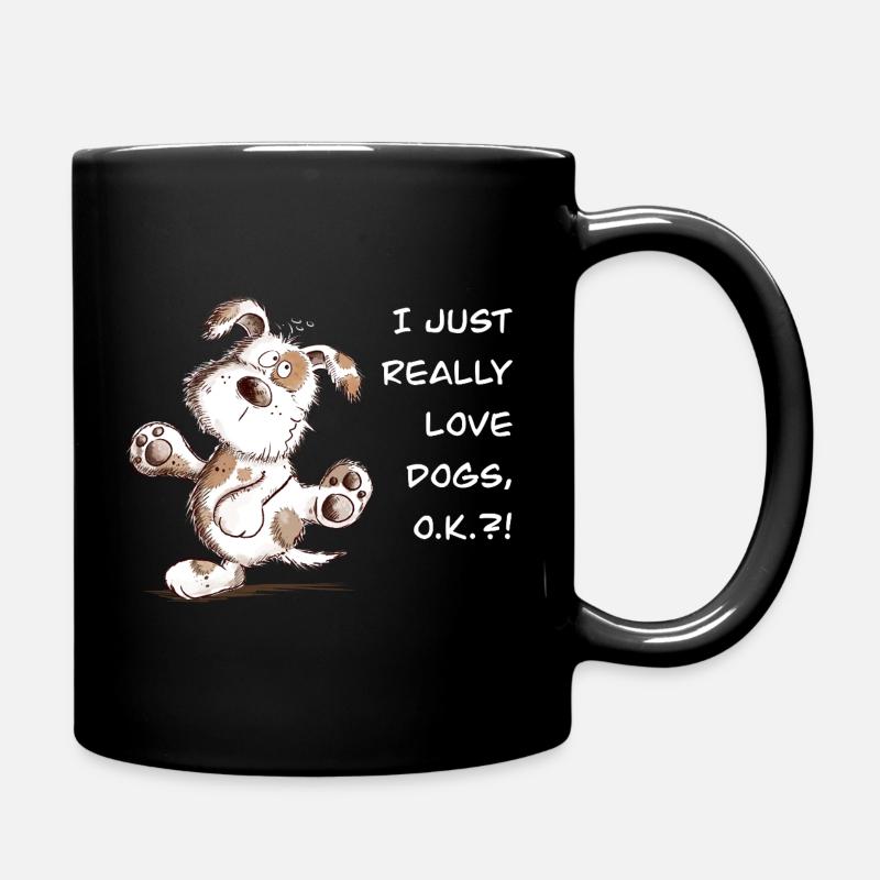 Hundeliebe Spruch Zeichnung Lustiger Hund - Tasse einfarbig - Schwarz