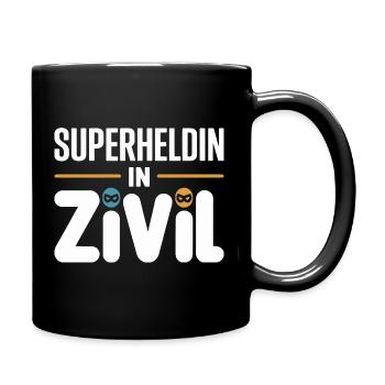 Super-héroïne en costume de super-héros civil - Mug uni - noir - Droite