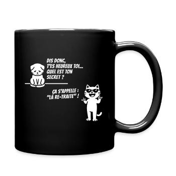 Le Secret des Chats Heureux (texte blanc) - Mug uni - noir - Droite