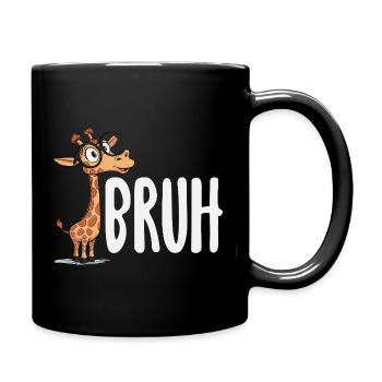 Bruh Giraffe with Glasses Funny Meme - Full Colour Mug - black - Right