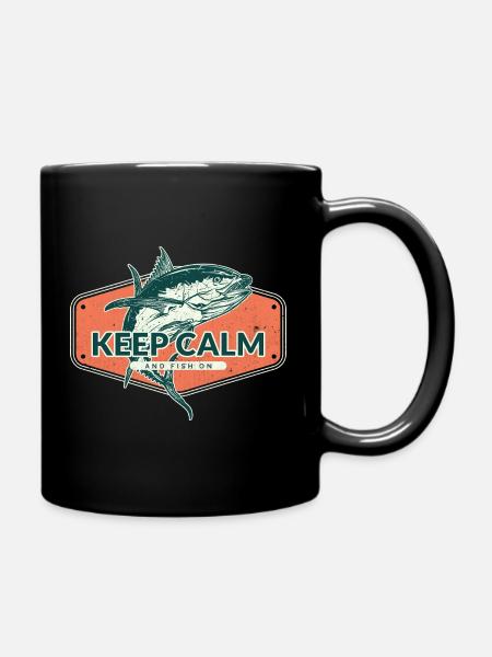 Keep Calm and Fish On - Full Colour Mug - black