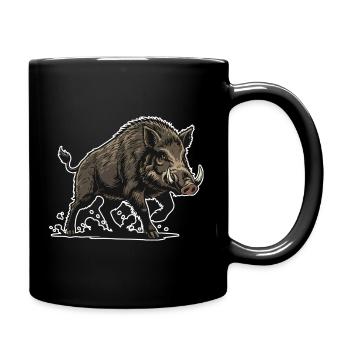 Sanglier Sauvage Charge Mascotte Forêt Wild Boar - Mug uni - noir - Droite