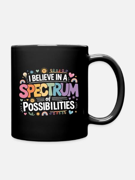Autism Awareness Support rainbow - Full Colour Mug - black