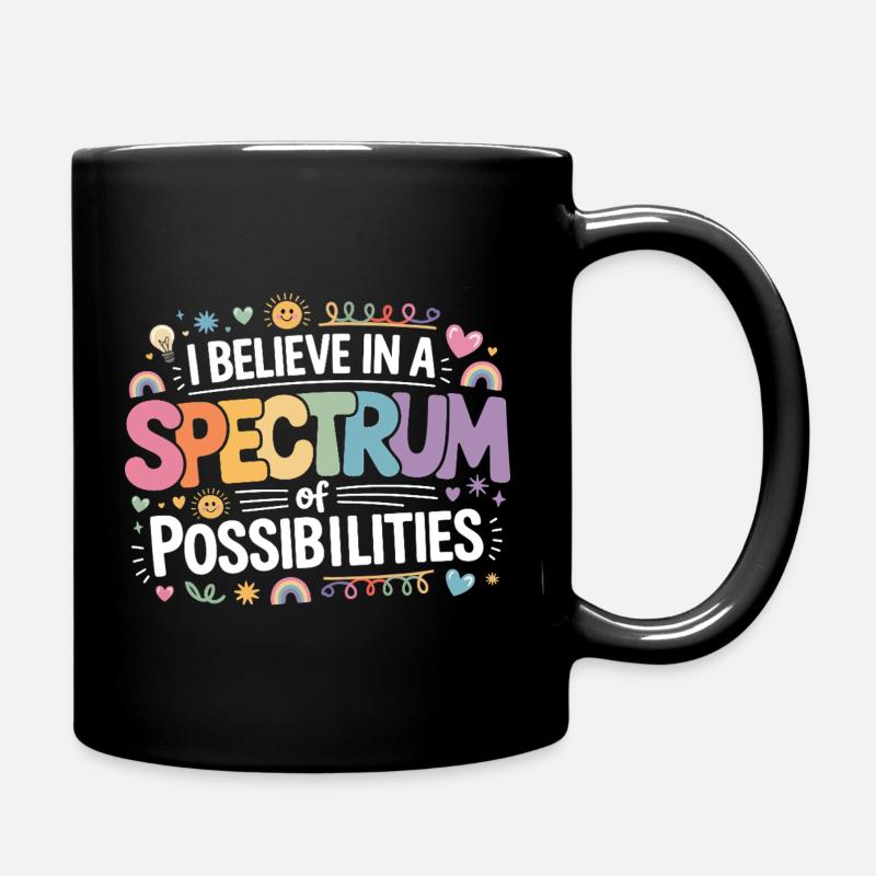 Autism Awareness Support rainbow - Full Colour Mug - black