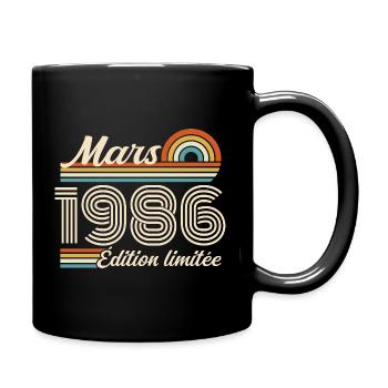 40e Cadeau d’anniversaire - Né en mars 1986 - Mug uni - noir - Droite