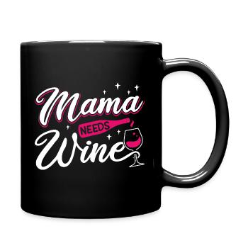Mama Needs Wine Funny Motherhood Quote Art - Full Colour Mug - black - Right