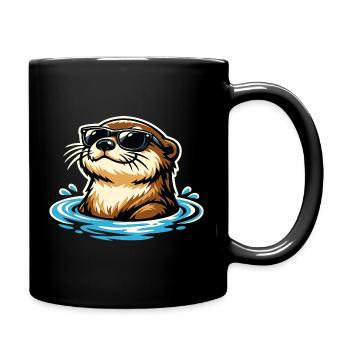 Otter Lustig Tier Portrait Wildtier Cool - Tasse einfarbig - Schwarz - Rechts