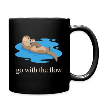 Otter Duo: Geh mit dem Strom - Tasse einfarbig - Schwarz - Rechts