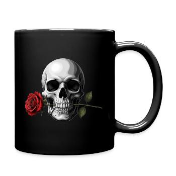 Motif de la rose de crâne pour fans de rock Tatouage gothique - Mug uni - noir - Droite