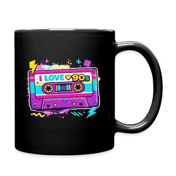 I Love 90s Kassette Grafik - Tasse einfarbig - Schwarz - Rechts