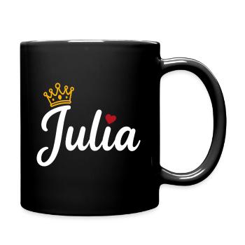 Julia Name Krone Herz Kalligraphie personalisiert - Tasse einfarbig - Schwarz - Rechts
