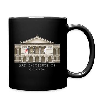 Chicago, hand-drawn art museum - Full Colour Mug - black - Right