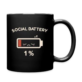 Social Battery 1% - Full Colour Mug - black - Right