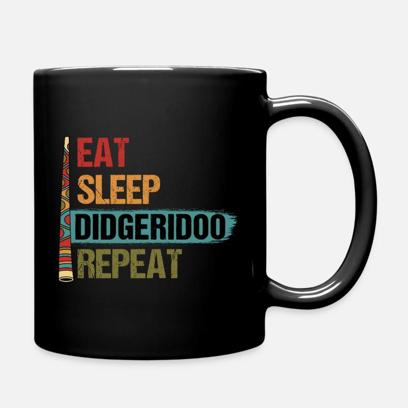 Ät, sov didgeridoo Upprepa - Enfärgad mugg - svart