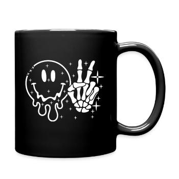 Smiley Totenkopf Peace-Hand - Tasse einfarbig - Schwarz - Rechts