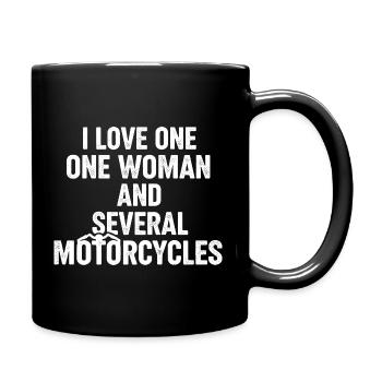 A Woman and Several Motorcycles: Biker Humor - Full Colour Mug - black - Right