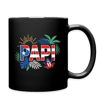 Papi Puerto Rico Flagge Urlaub Sommer - Tasse einfarbig - Schwarz - Rechts