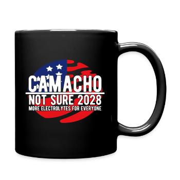 Camacho 2028 Emblem-Parodie Lustig, nicht sicher - Tasse einfarbig - Schwarz - Rechts