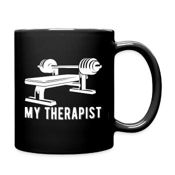 Mon thérapeute fait du développé couché à la salle de musculation drôle - Mug uni - noir - Droite