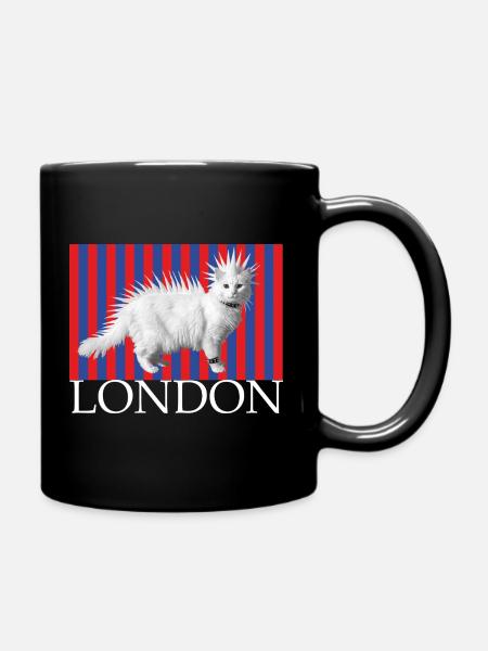 Chat punk londonien chaton Mohican chaton coquin - Mug uni - noir
