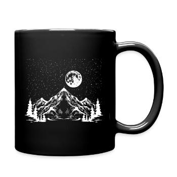 Mondbeschienene Bergsilhouette - Tasse einfarbig - Schwarz - Rechts