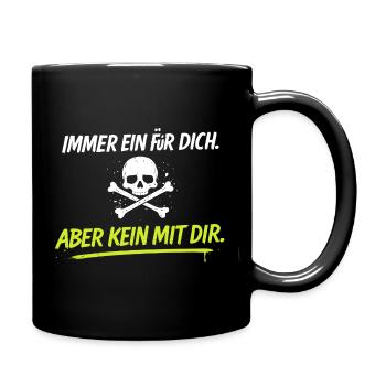 Neon Schädelkreuz mit Spruch - Tasse einfarbig - Schwarz - Rechts