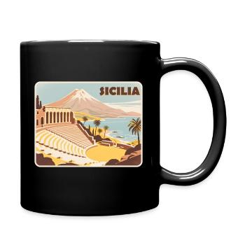 Sizilien - Tasse einfarbig - Schwarz - Rechts