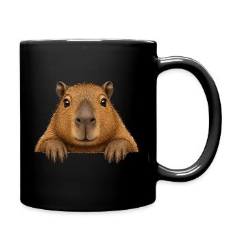 Kuscheltier Capybara Cartoon - Tasse einfarbig - Schwarz - Rechts
