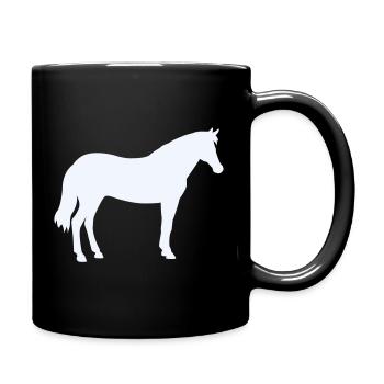 Pferdesilhouette in Milchweiß - Tasse einfarbig - Schwarz - Rechts